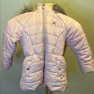 Tommy Hilfiger Pink Quilted Puffer Coat with Faux Fur Trim (||)